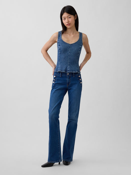 Denim Fitted Peplum Top