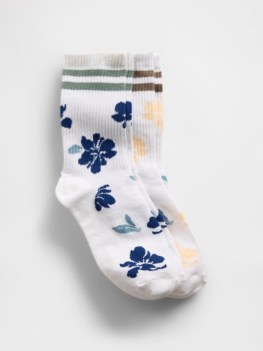 Kids Varsity Floral Crew Socks