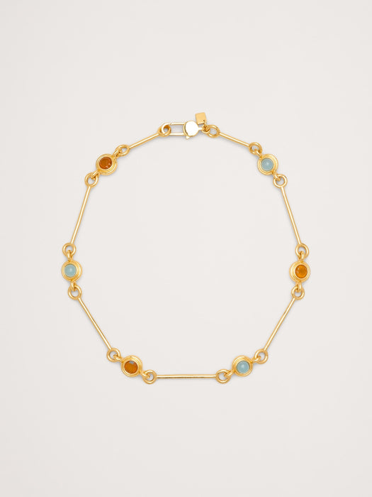 Circle Stone Link Necklace