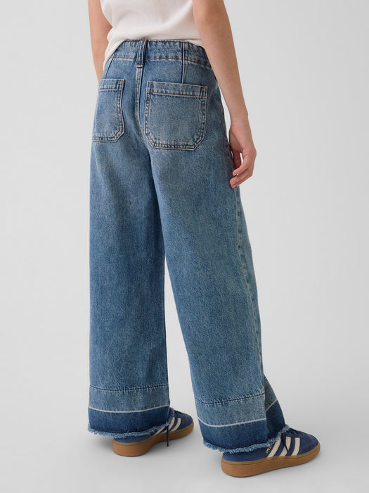 Kids High Rise Stride Wide-Leg Ankle Jeans