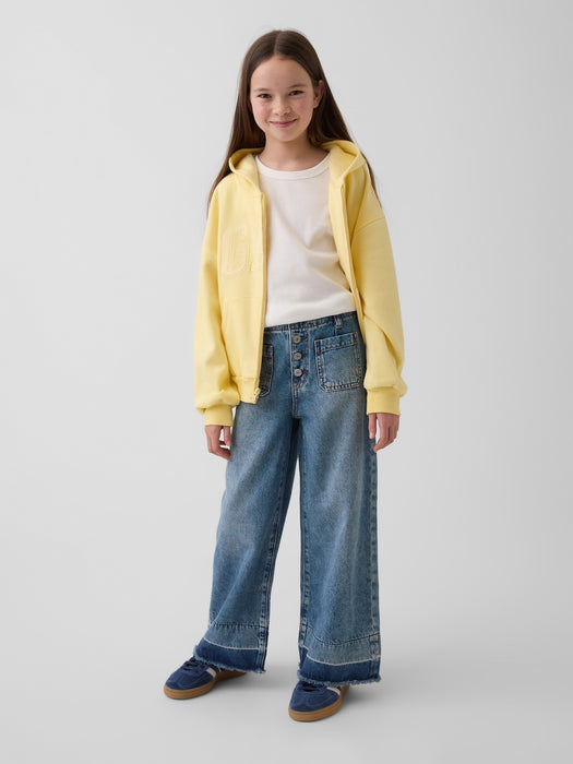 Kids High Rise Stride Wide-Leg Ankle Jeans