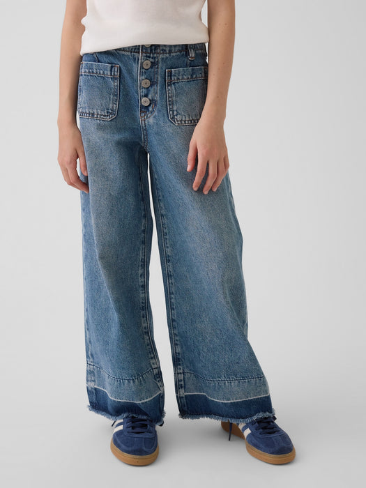 Kids High Rise Stride Wide-Leg Ankle Jeans