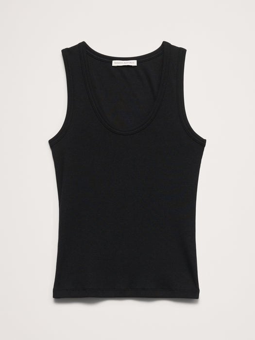 Ribbed Scoop-Neck Tank