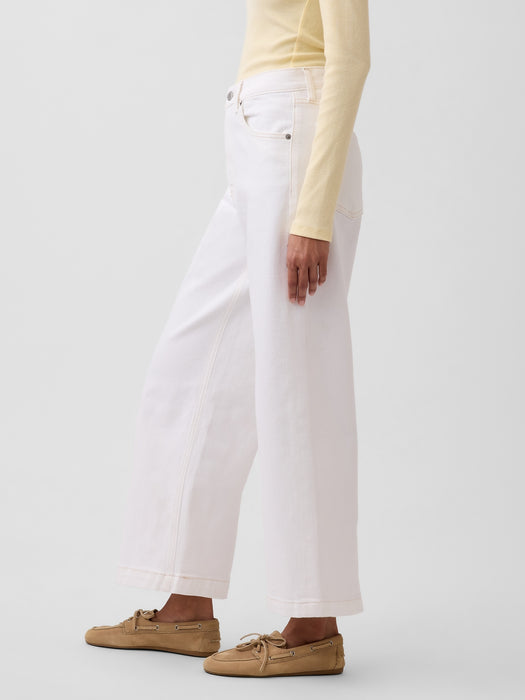 High Rise Stride Wide-Leg Ankle Jeans