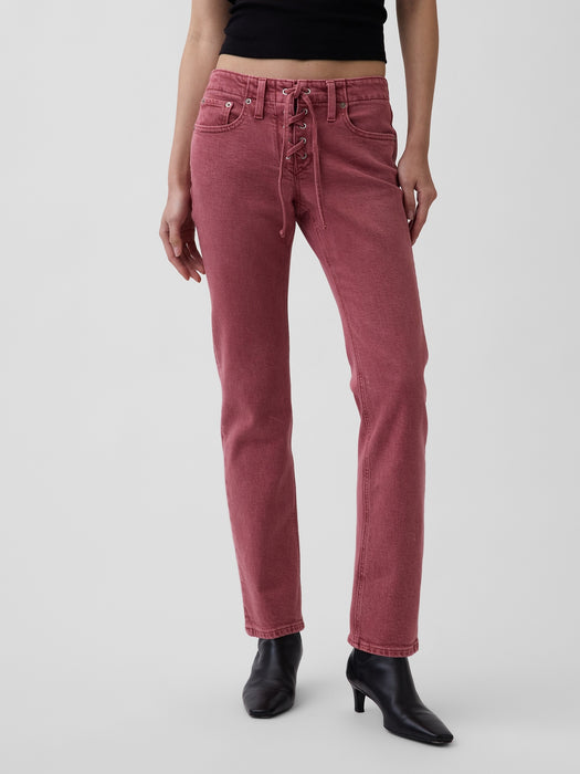 Low Rise Lace-Up '90s Slim Straight Jeans