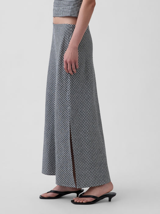 Linen-Blend Maxi Slip Skirt