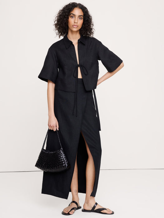 Linen Wrap Maxi Skirt