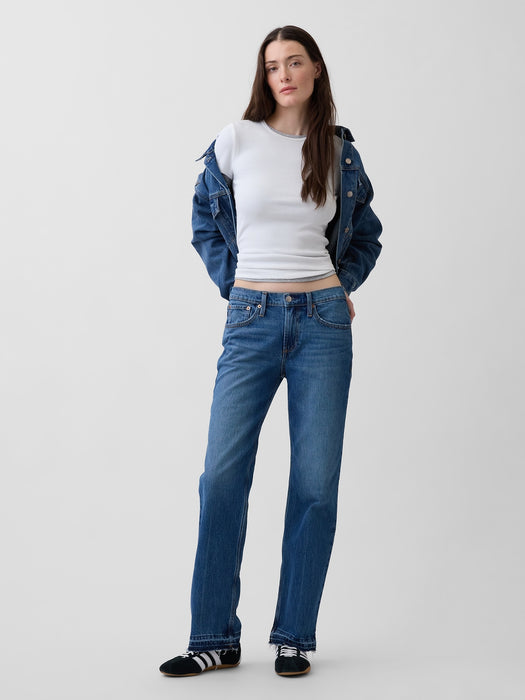 Mid Rise Relaxed Straight Jeans
