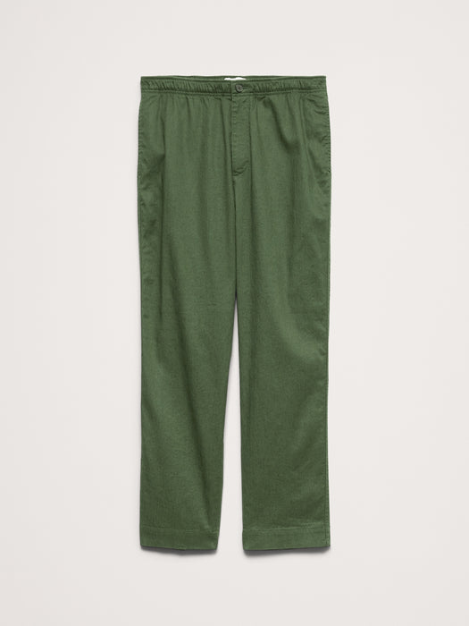 Straight Italian Linen-Cotton Pull-On Pant