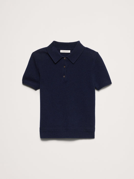Lightweight Cashmere Short-Sleeve Sweater Polo
