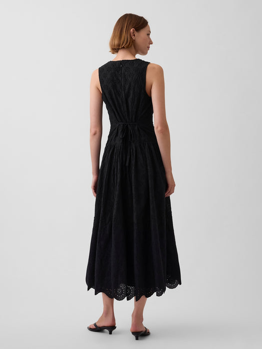 Eyelet Drop-Waist Maxi Dress