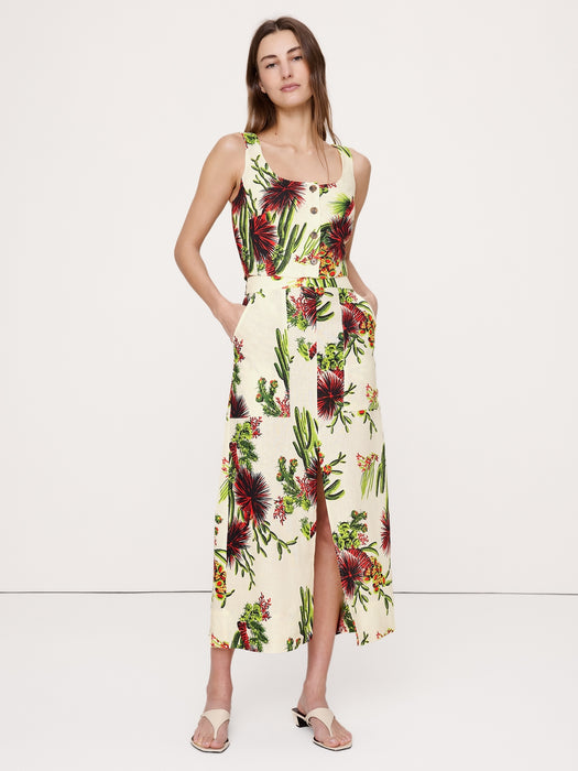Linen Square-Neck Cropped Tank