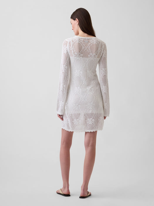 Pointelle Sweater Mini Dress
