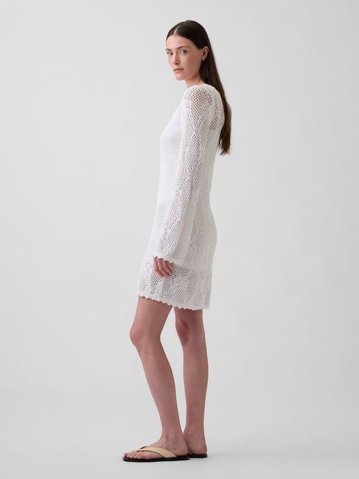 Pointelle Sweater Mini Dress