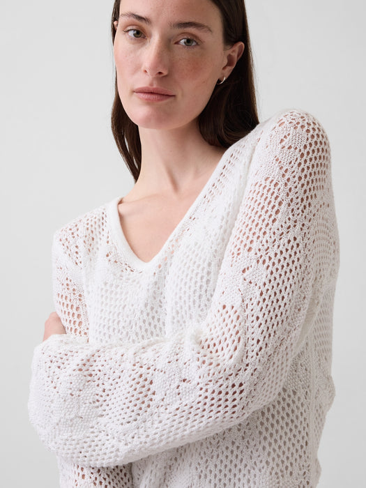 Pointelle Sweater Mini Dress