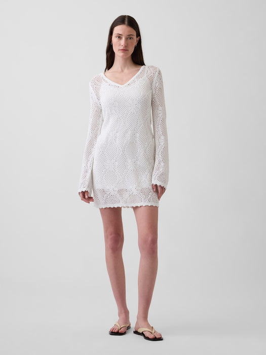 Pointelle Sweater Mini Dress