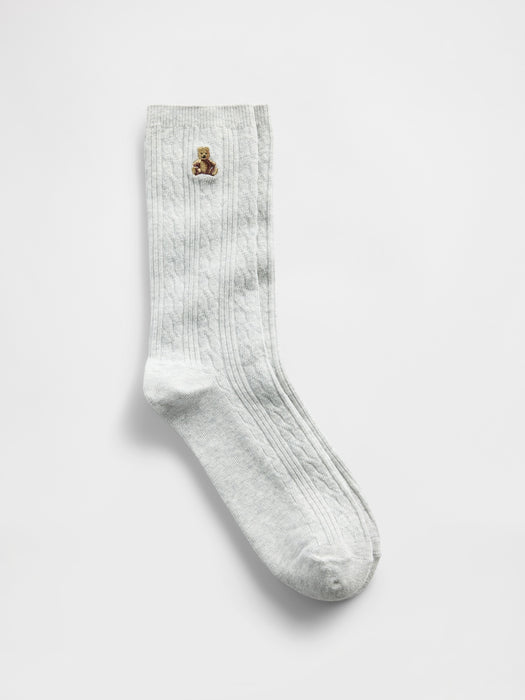 Brannan Bear Cable-Knit Crew Socks