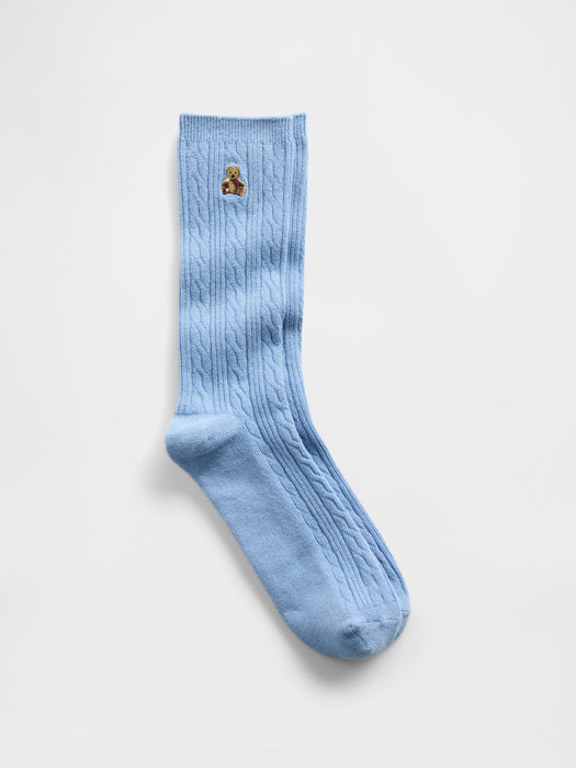 Brannan Bear Cable-Knit Crew Socks