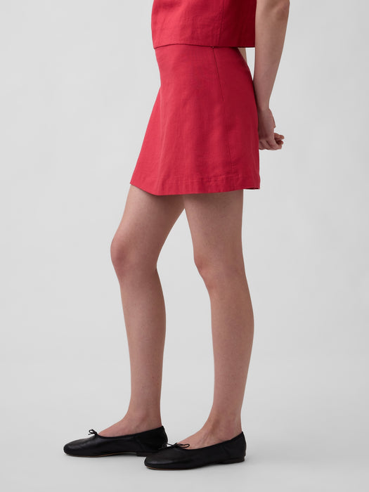 Linen-Blend Mini Skort