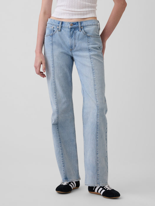 Mid Rise Seamed Relaxed Straight Jeans