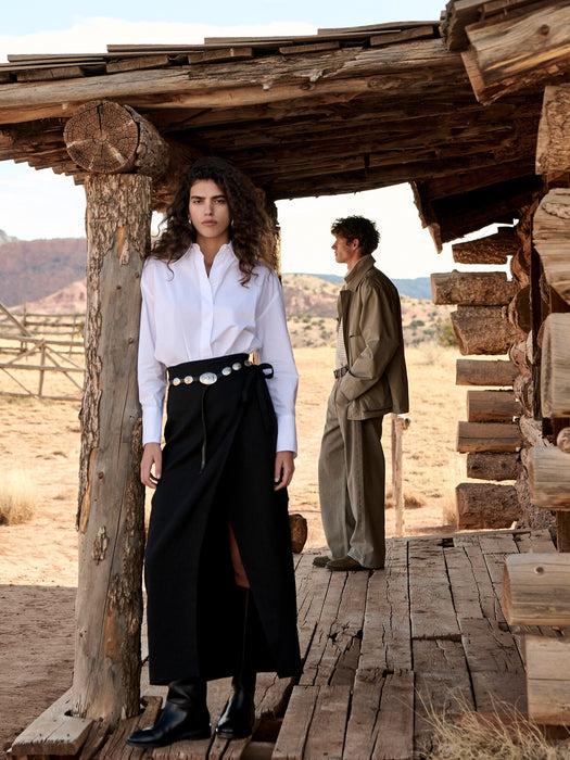 Linen Wrap Maxi Skirt
