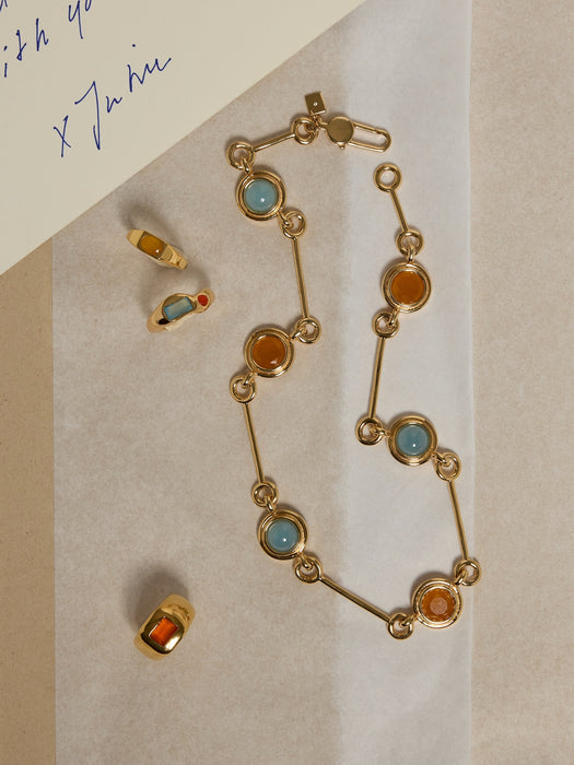 Circle Stone Link Necklace