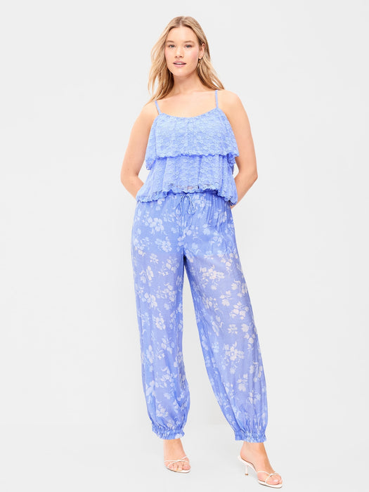 High-Waisted Sheer Chiffon Harem Pants