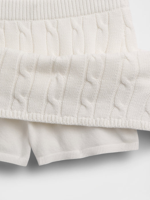 100% Cotton Cable-Knit Mini Skort