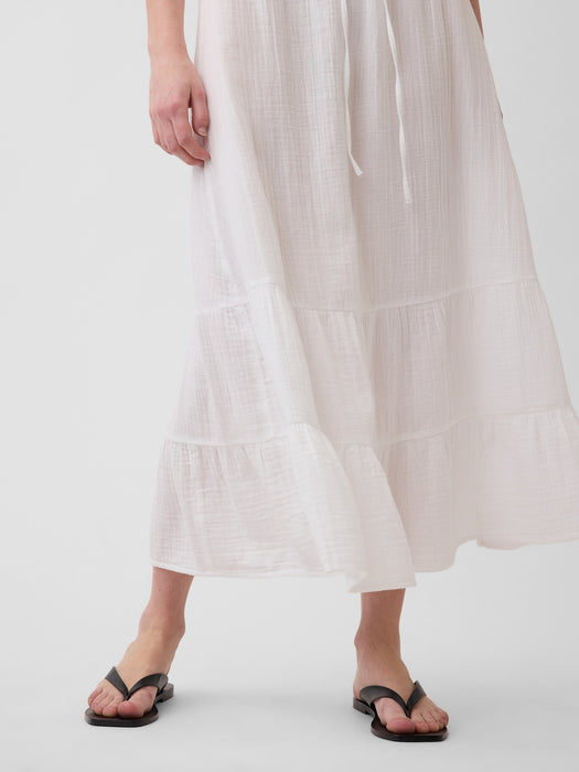 Cotton Gauze Tiered Easy Maxi Skirt