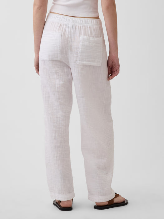 Cotton Gauze Easy Barrel Pants