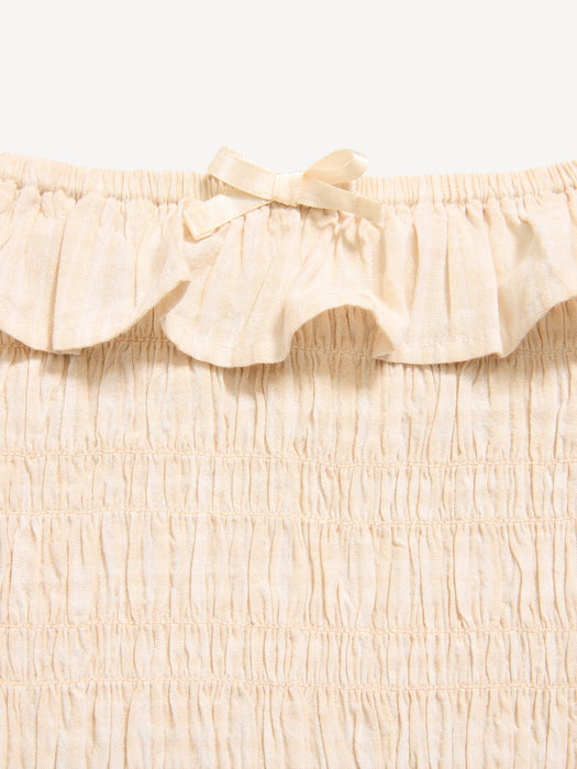 Sleeveless Fitted Ruffled Smocked Top for Girls