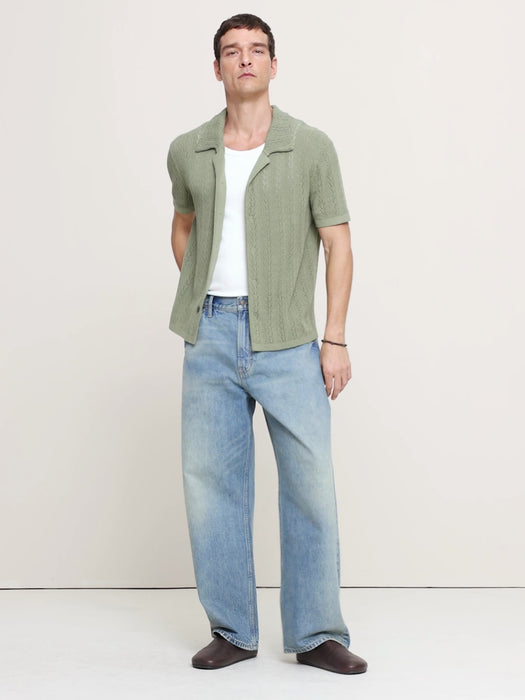 Textured Polo Cardigan