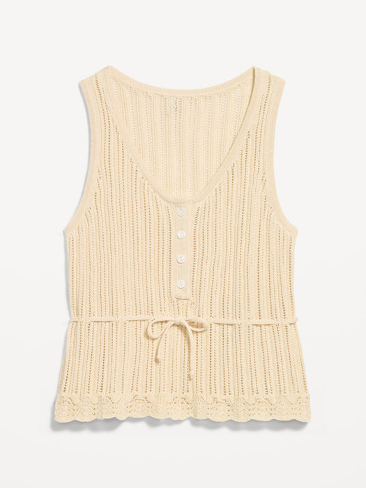 Seaside Cotton Pointelle Peplum Tank Top