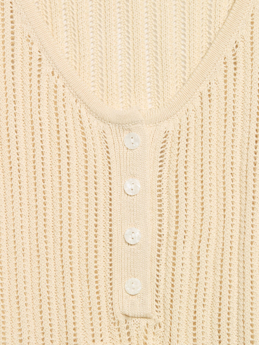Seaside Cotton Pointelle Peplum Tank Top