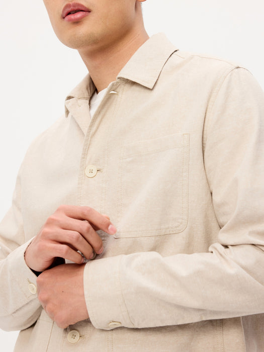 Linen-Blend Chore Jacket