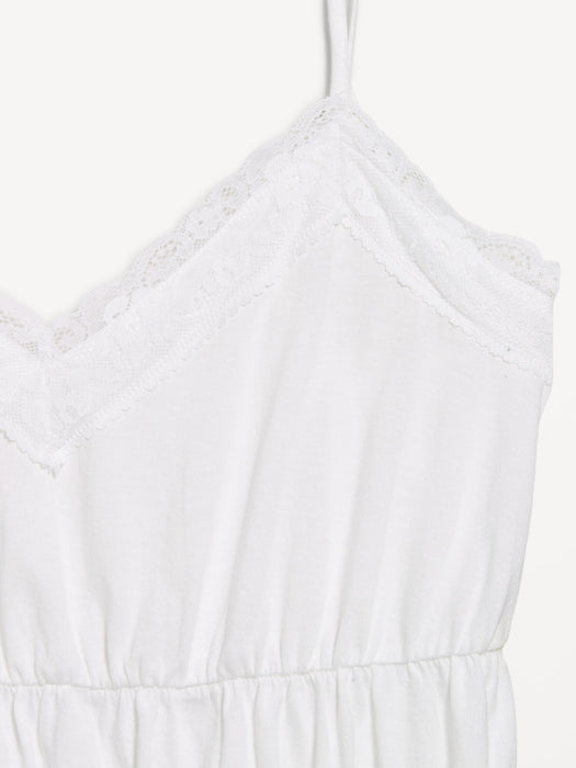 Lace-Trim Smocked-Waist Tank Top