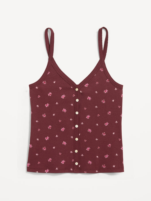 Button-Front Cami Tank Top