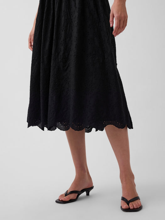 Eyelet Drop-Waist Maxi Dress