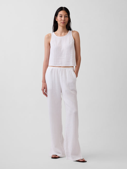 Cotton Gauze Easy Split-Hem Pants