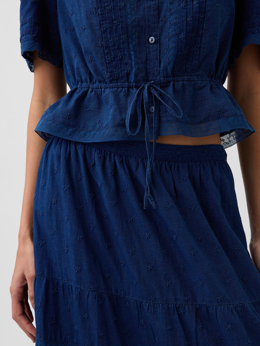 Lace-Trim Maxi Skirt