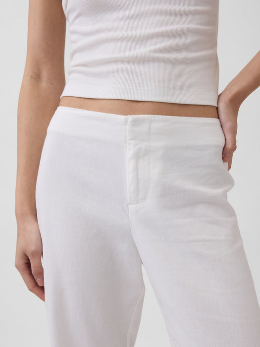 Low Rise Linen-Blend Flare Pants