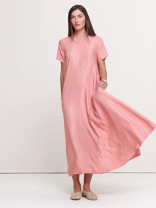 Viscose-Linen Trapeze Maxi Dress