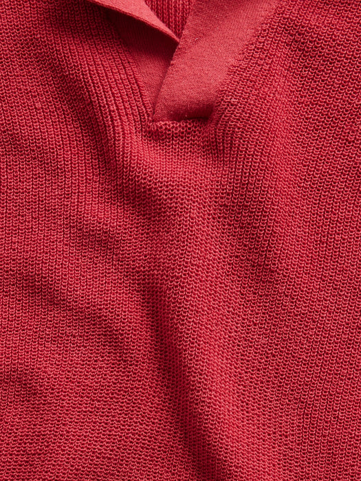 Linen-Blend Camp Polo Sweater Shirt