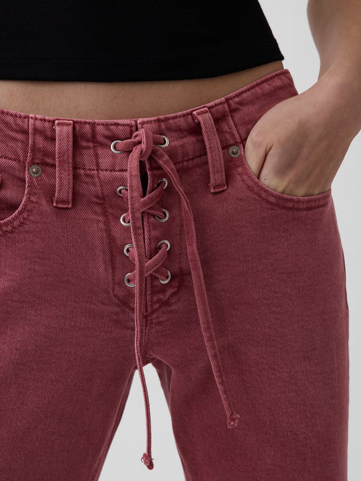 Low Rise Lace-Up '90s Slim Straight Jeans