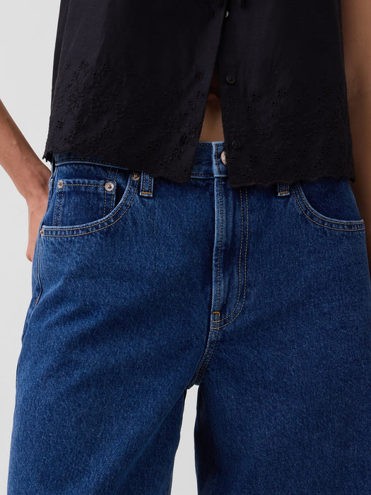 Mid Rise Longline Denim Shorts