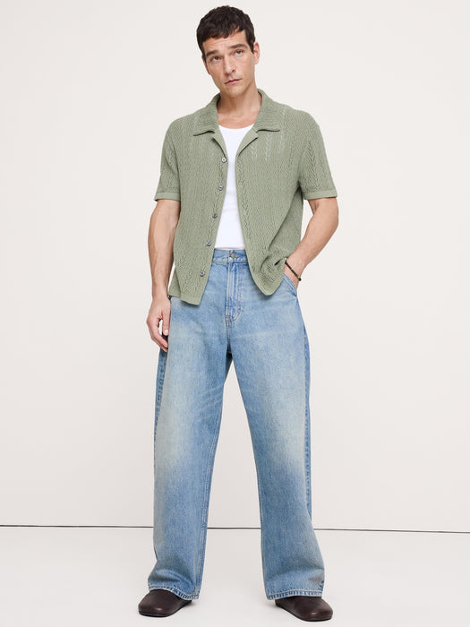 Textured Polo Cardigan