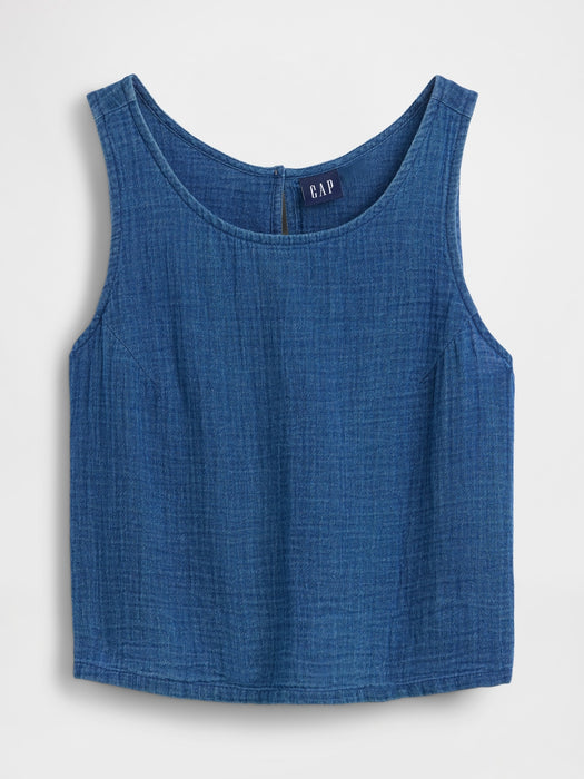Cotton Gauze Denim Shell Tank Top