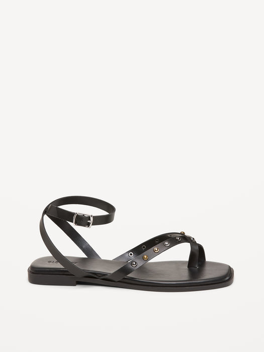 Studded Toe-Strap Sandals
