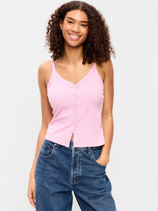 Button-Front Cami Tank Top