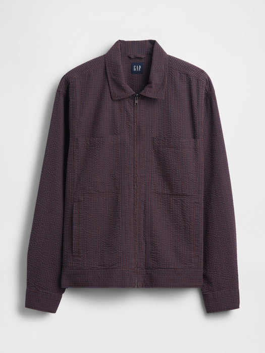 Seersucker Zip Shirt Jacket